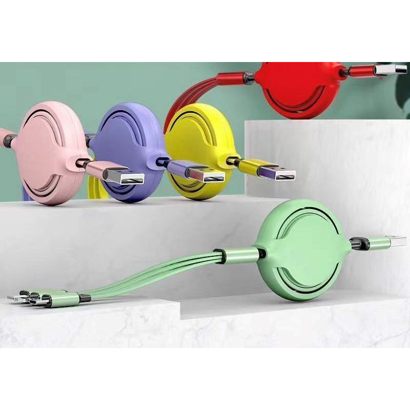 White Retactable 3 in 1 cable