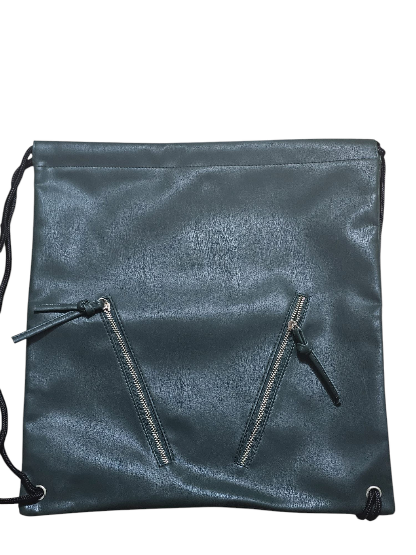 Faux Leather Green Backpack