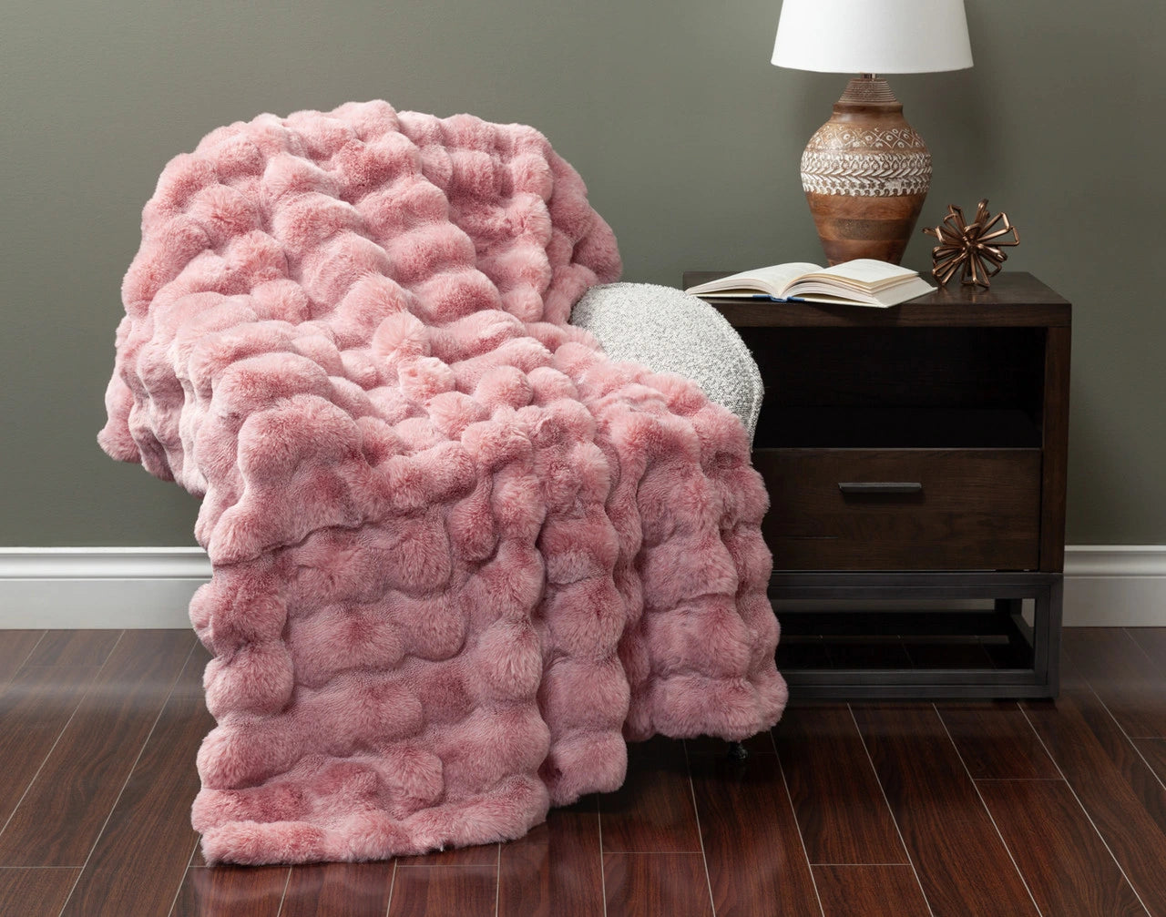 Bubble Pink Faux Fur Throw