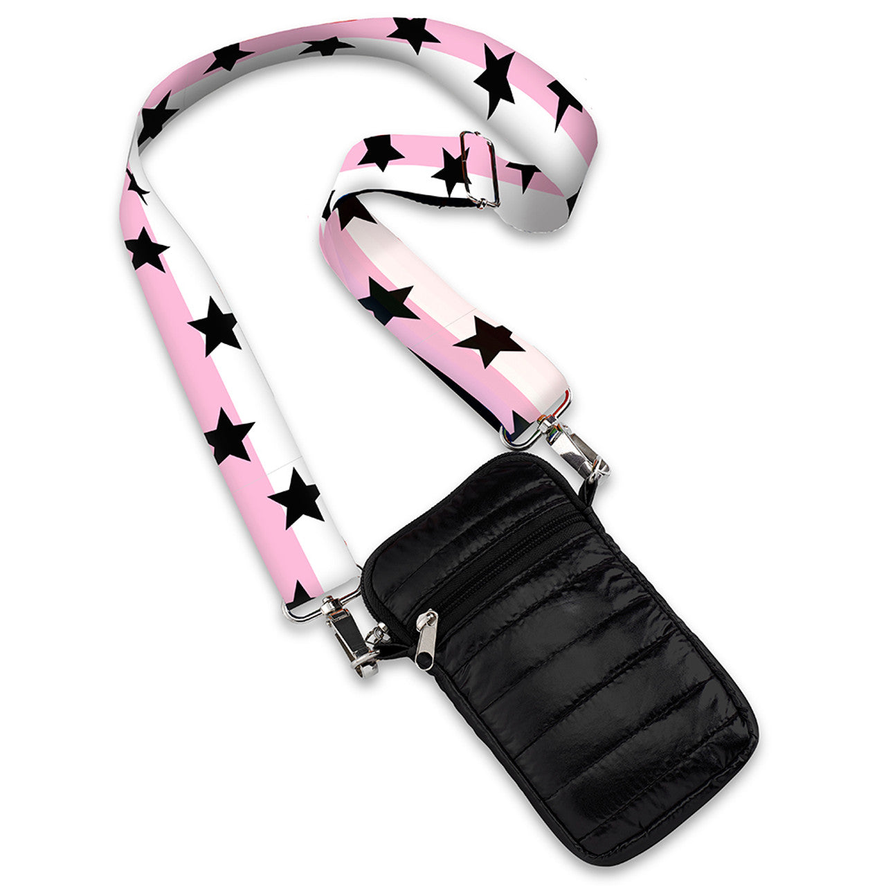 Puffer Camera Case - Pink White Star