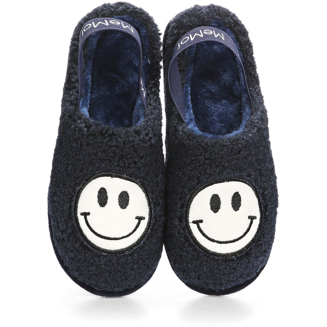 Shaggy Smiley Slippers Navy