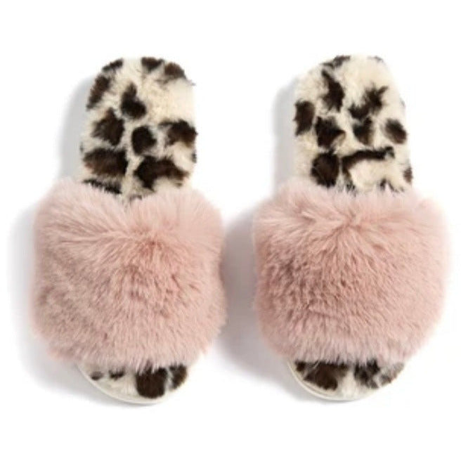 Leopard Fur Slippers