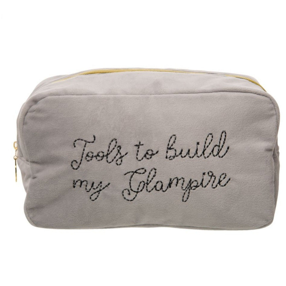 Grey Velvet Cosmetic Bag