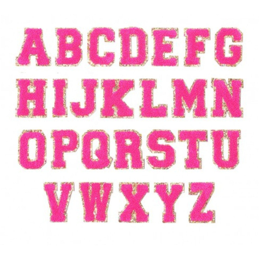 Pink Gold Glitter Varsity Patches