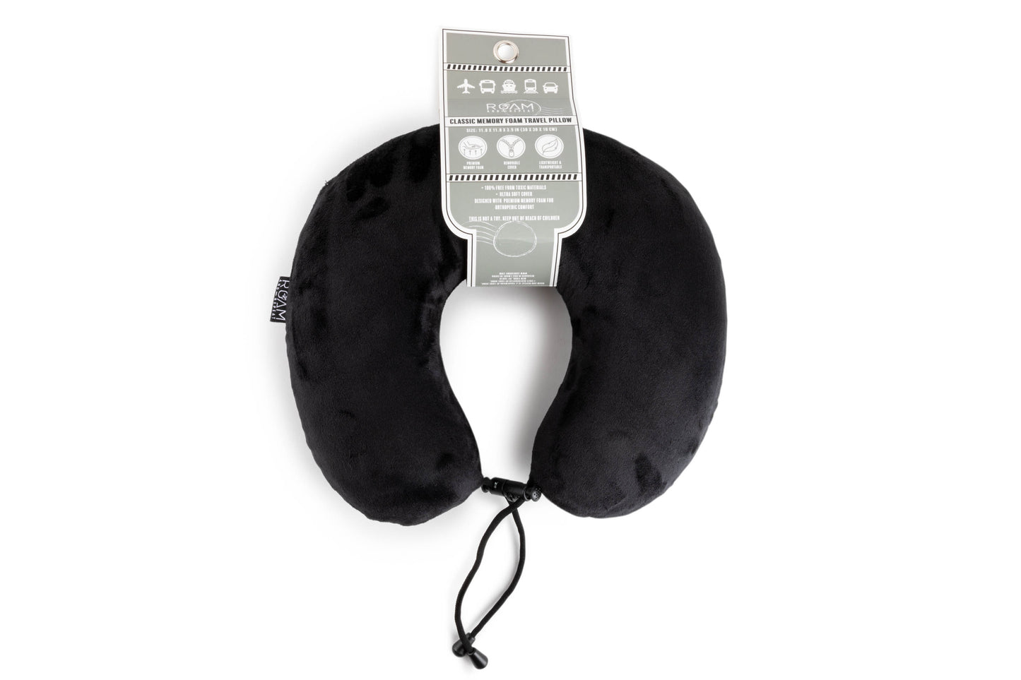Classic Memory Foam Travel Pillow - Black
