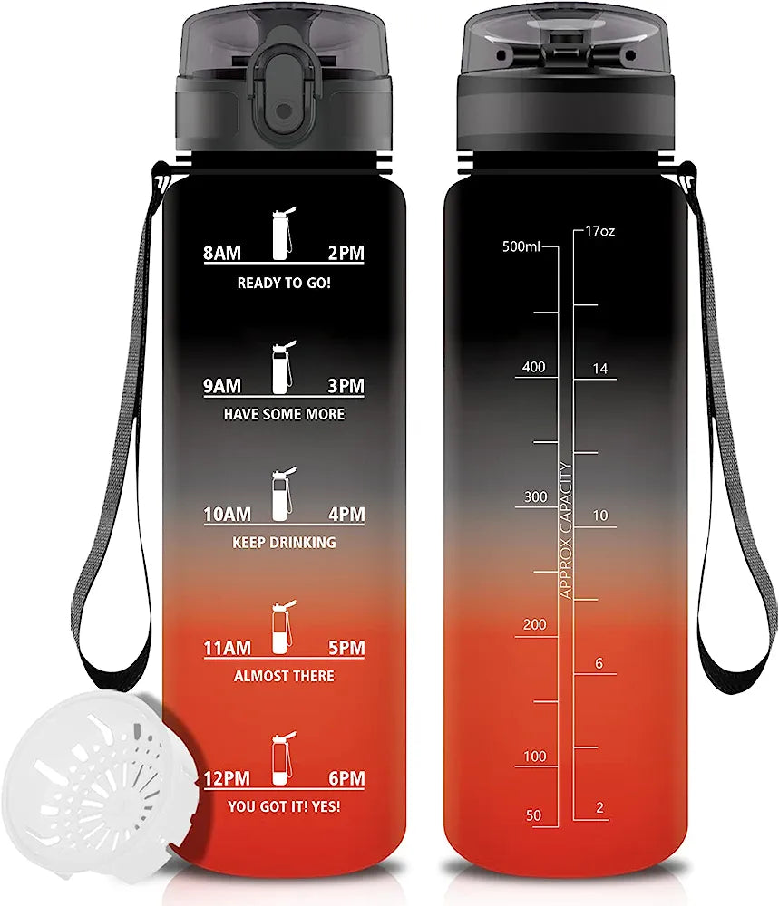 Motivational Water Bottle Black/Red