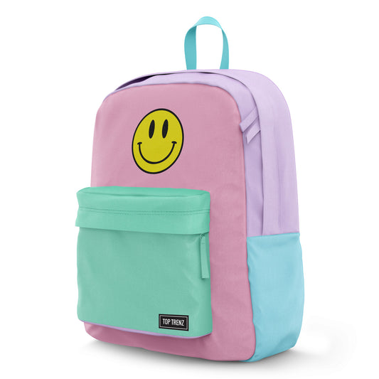 Happy Face Color Block Backpacl