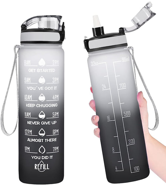 Motivational Water Bottle - Black