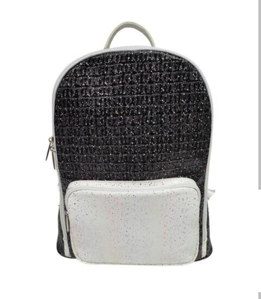 Glitter Crinckle Black/White Backpack