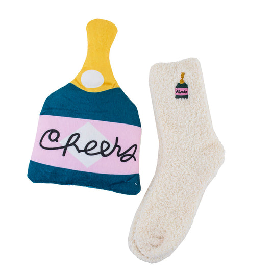 Womens "Cheers" Heating Pad and Lavender Infused Socks Gift Set