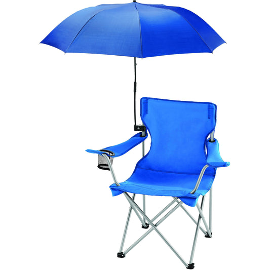Blue Camping Chair with Umbrella