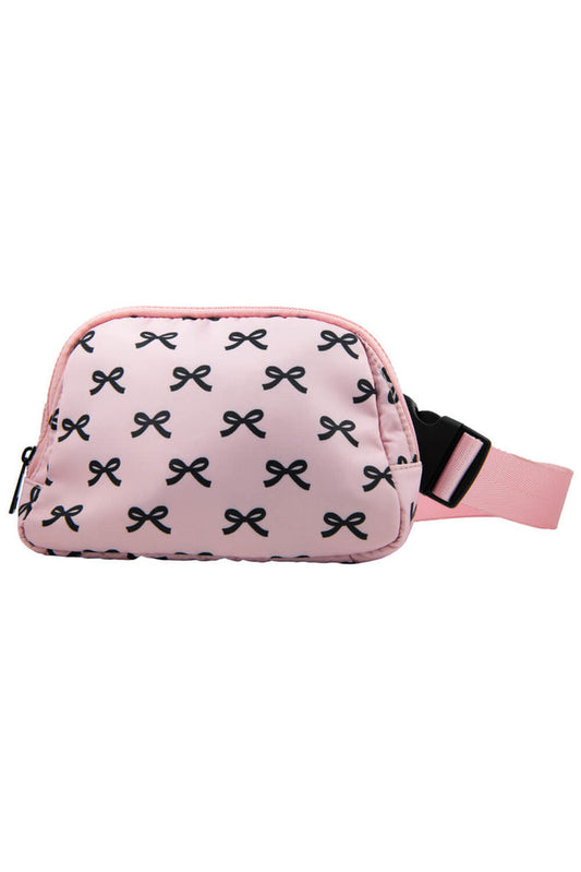 Black and Pink Bow Belt Bag