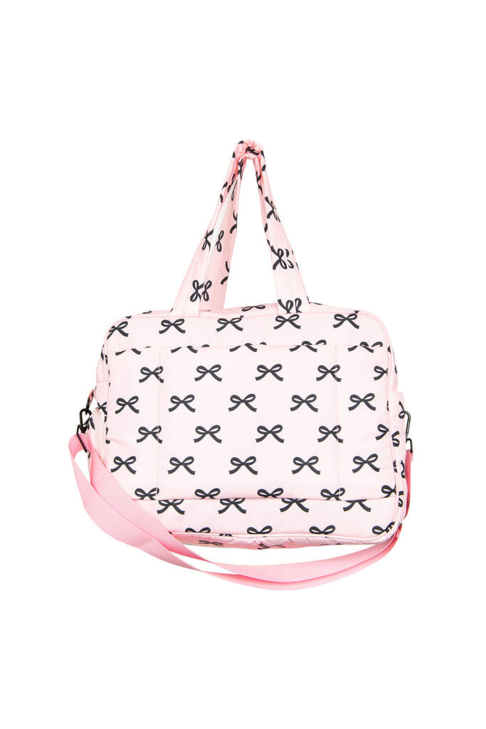 Black and Pink Quilted Bow Duffle