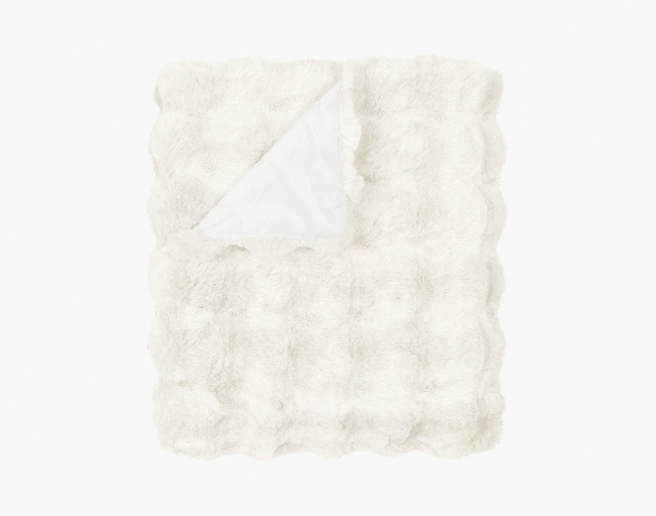 Bubble White Faux Fur Throw