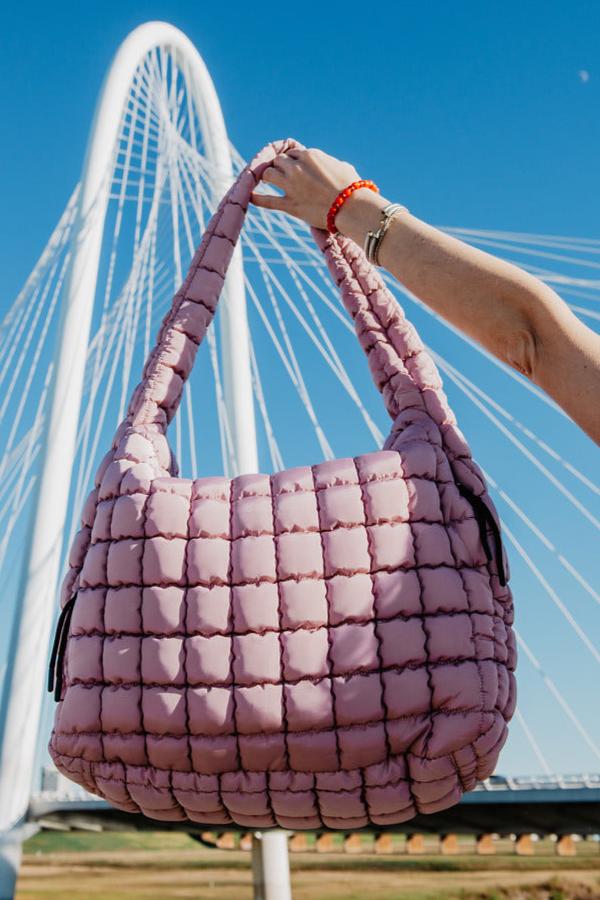 Mauve Quilted Tote Bag