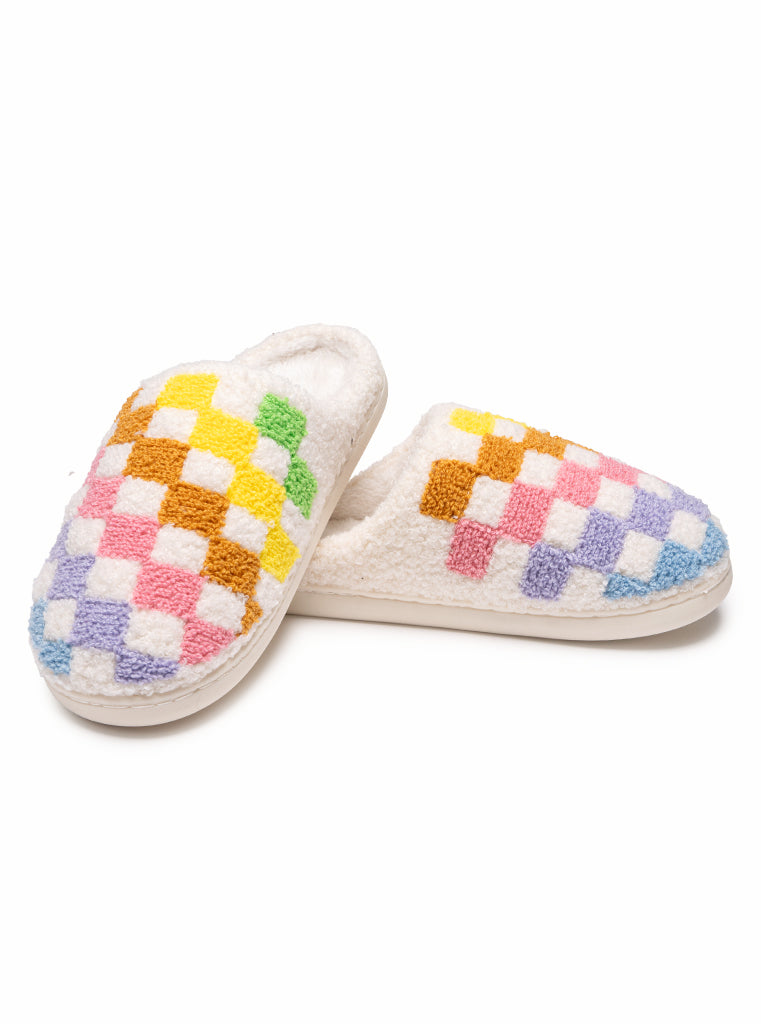 Rainbow Checker Slippers