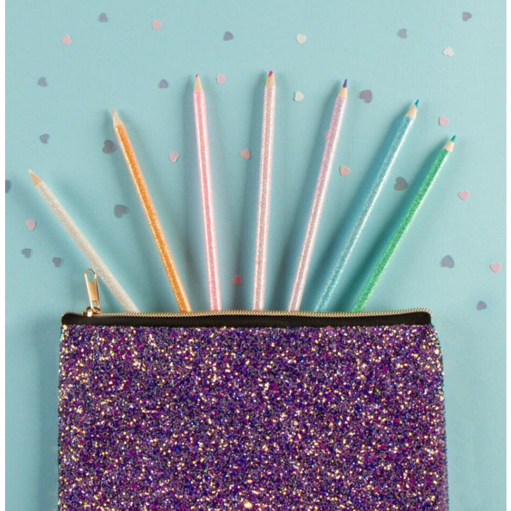 Glitter Pencil Pouch - purple