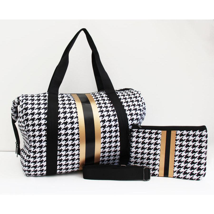 Gold Hounstooth Tote