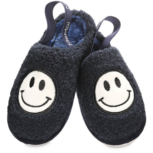 Shaggy Smiley Slippers Navy